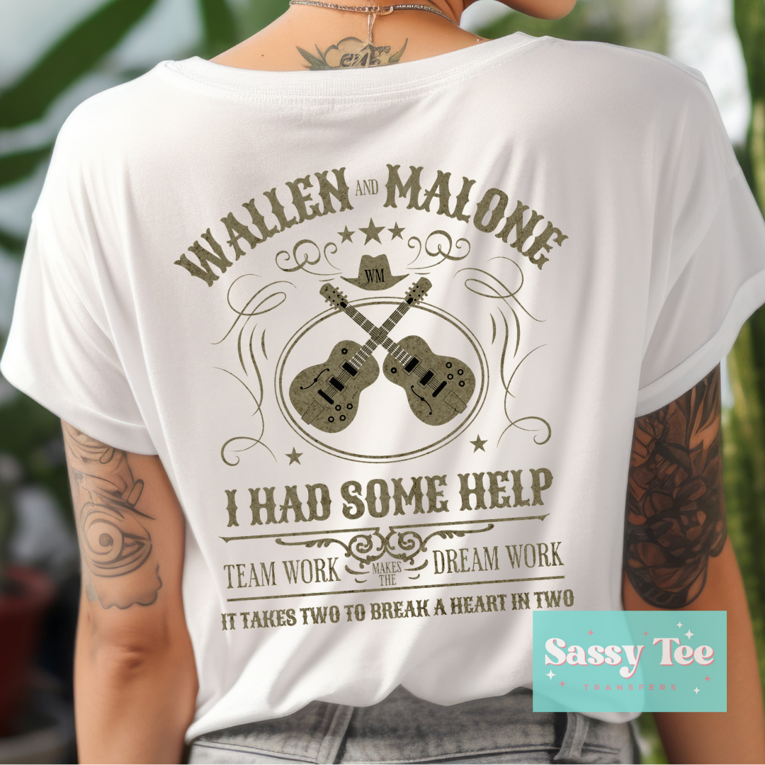 I HAD SOME HELP W. M. Front/Back options