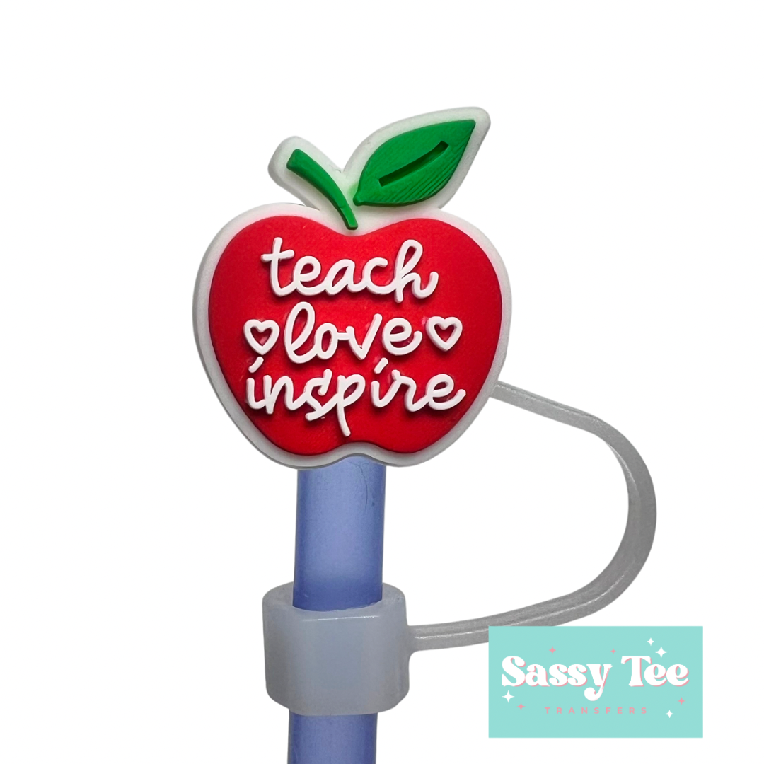 TEACH LOVE INSPIRE STRAW TOPPER Two size options *New Size