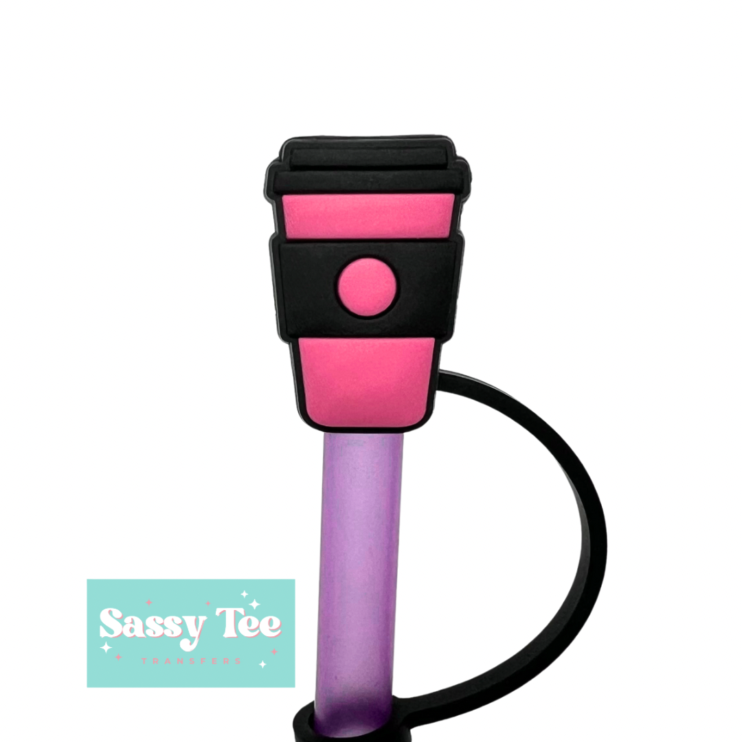 COFFEE PINK STRAW TOPPER
