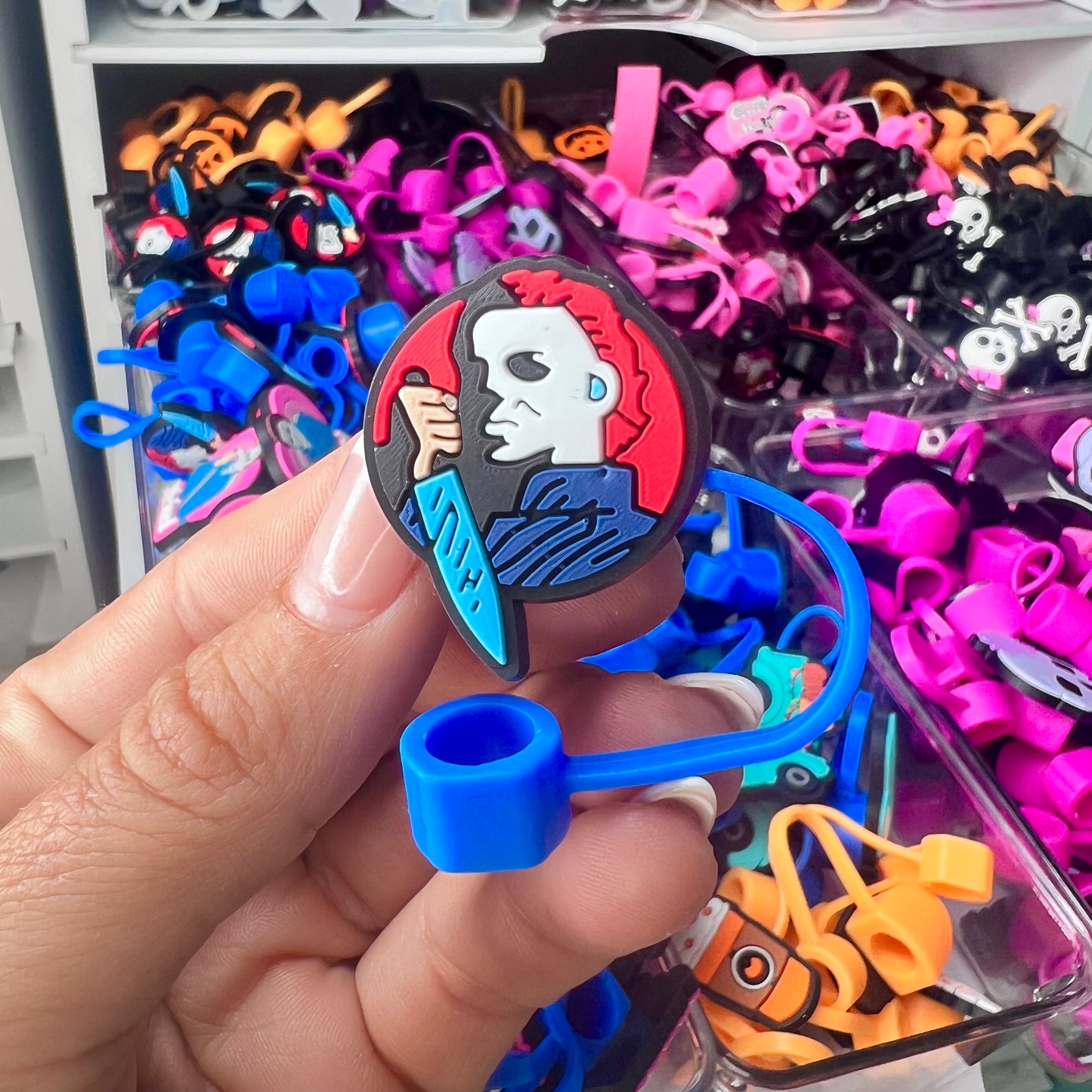 HORROR M. MYERS "Oopsie Blue" Straw topper