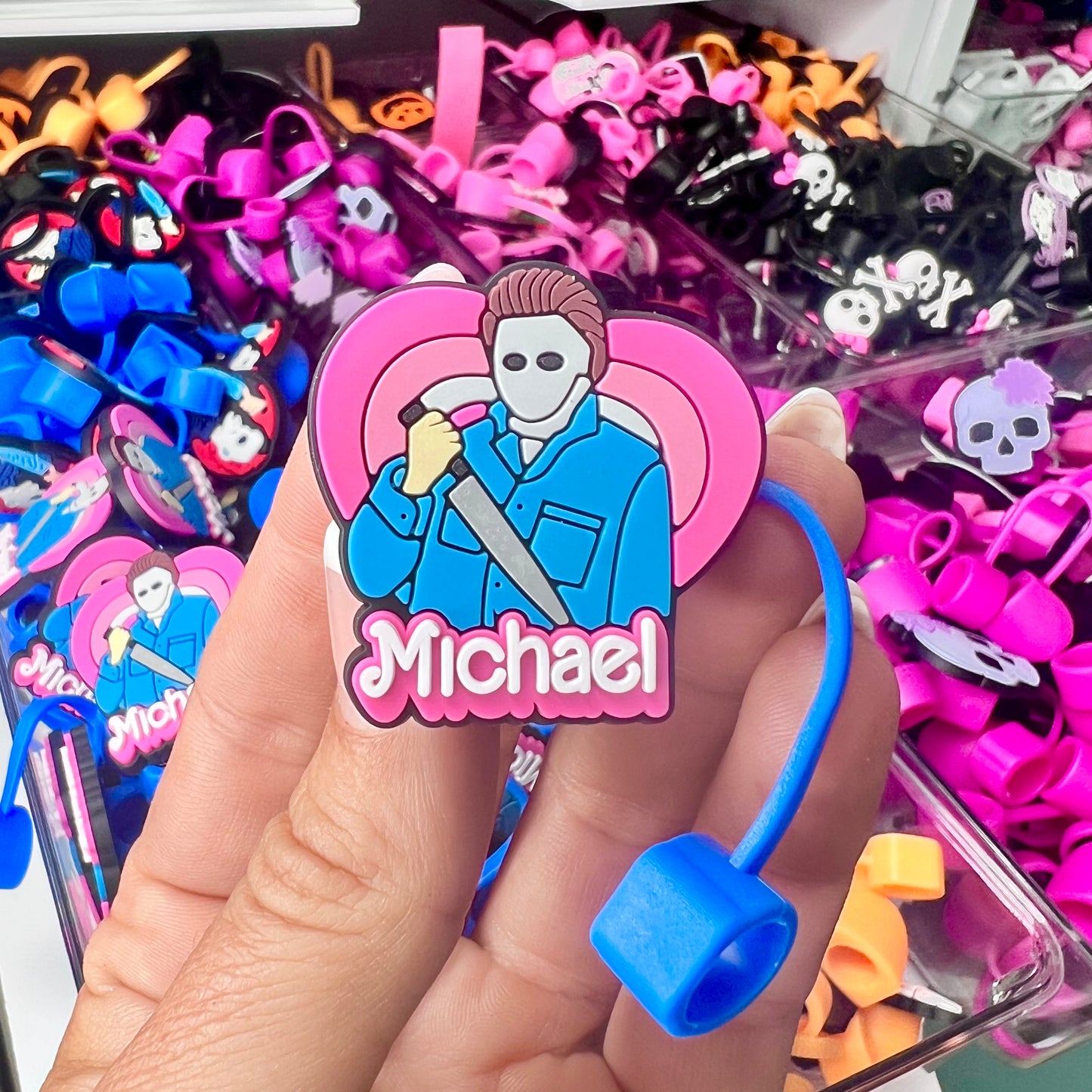 MICHAEL PINK HORROR STRAW TOPPER "Oopsie Blue" Large 10mm