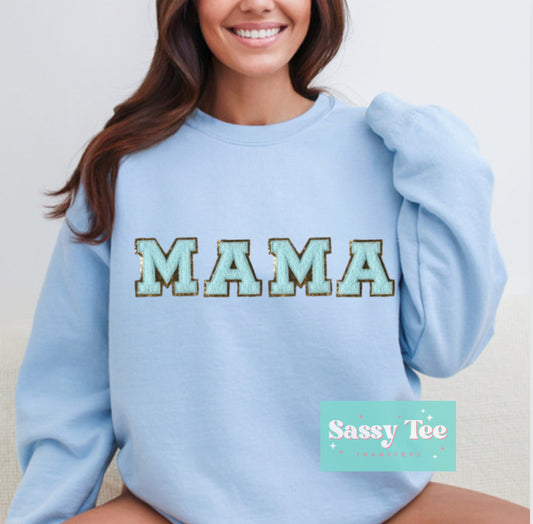 MAMA BLUE LETTER SET CHENILLE PATCH