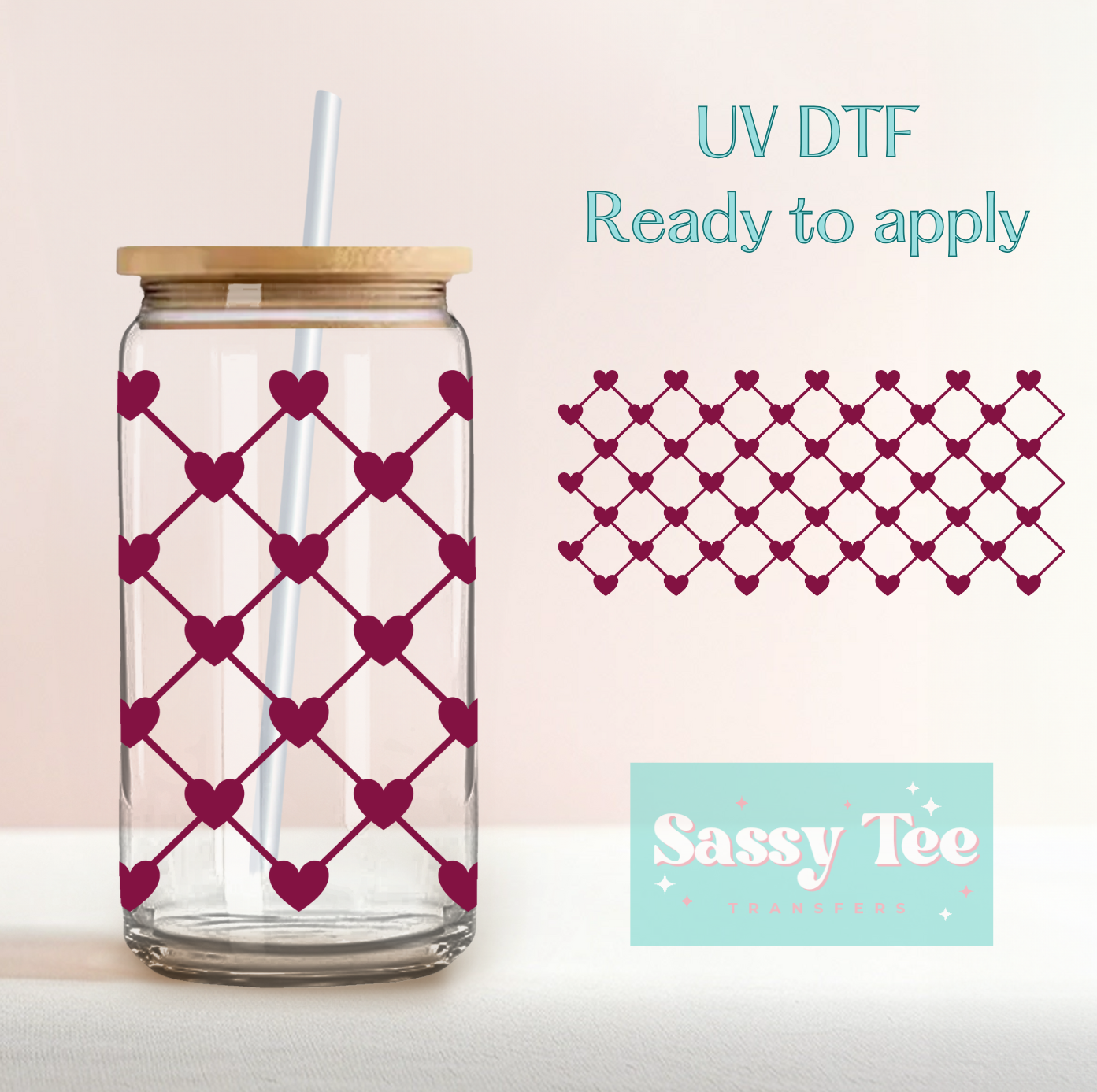 QUEEN OF HEARTS UV DTF CUP WRAP