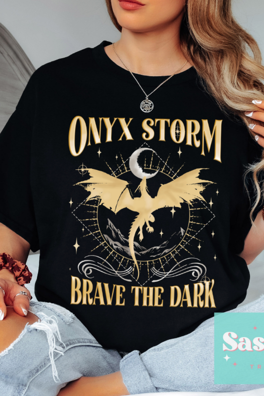 ONYX STORM BRAVE THE DARK GOLD Front/Back Options