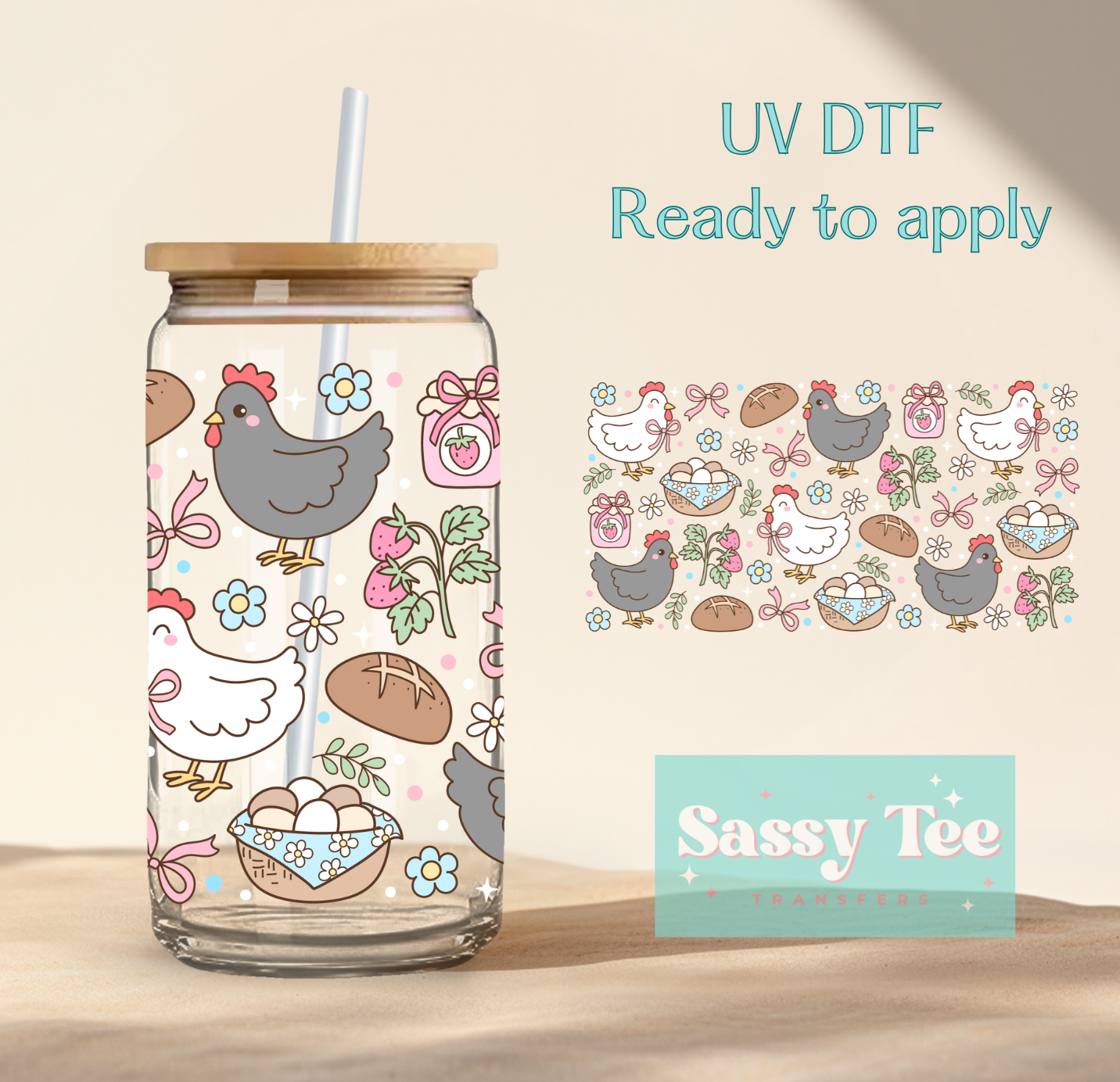 HOMESTEAD CHICKEN SOURDOUGH UV DTF CUP WRAP **Preorder/Restock Ships in 5-10 biz days**