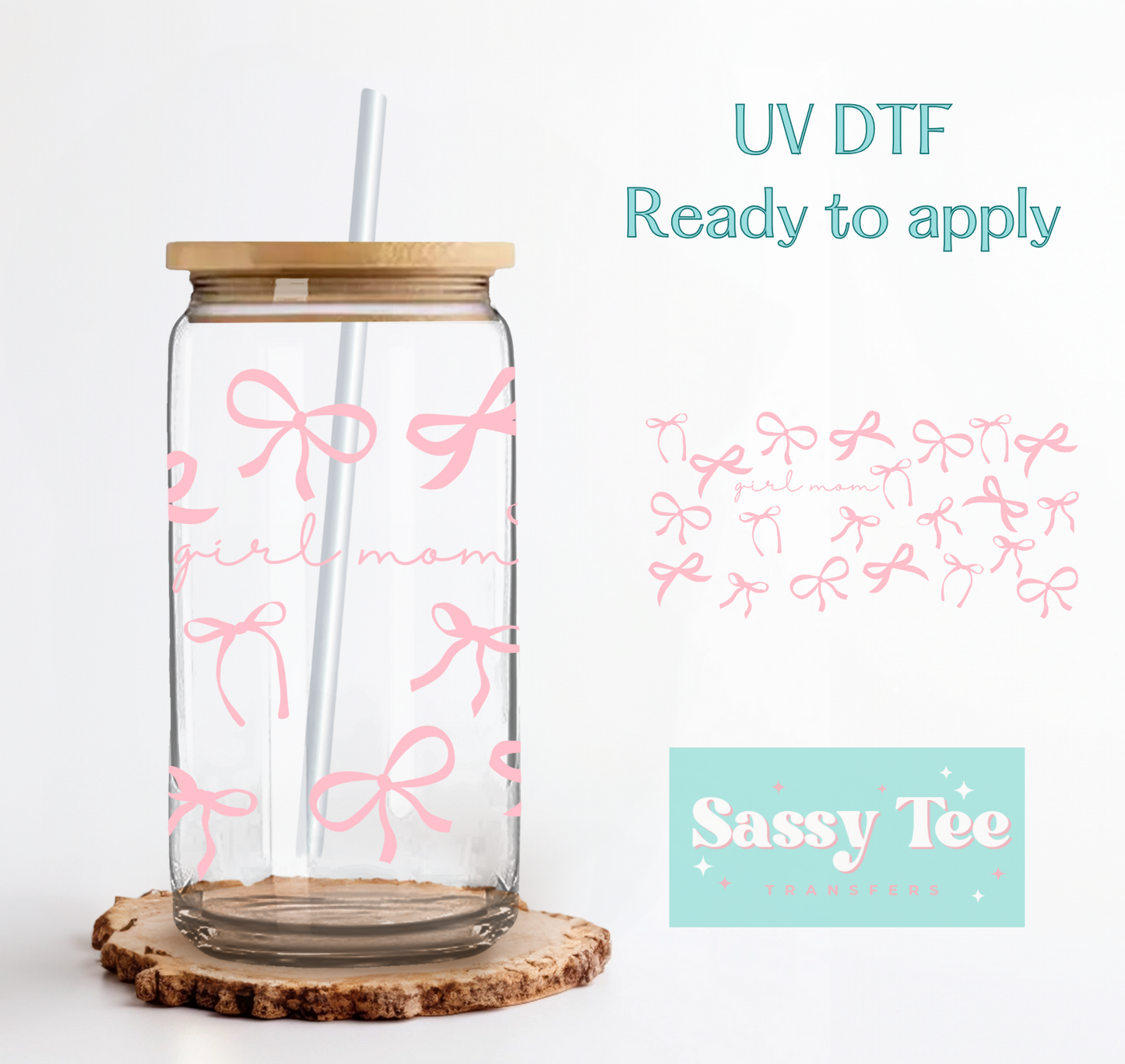 GIRL MOM COQUETTE UV DTF CUP WRAP **Preorder Ships in 5-10 biz days**