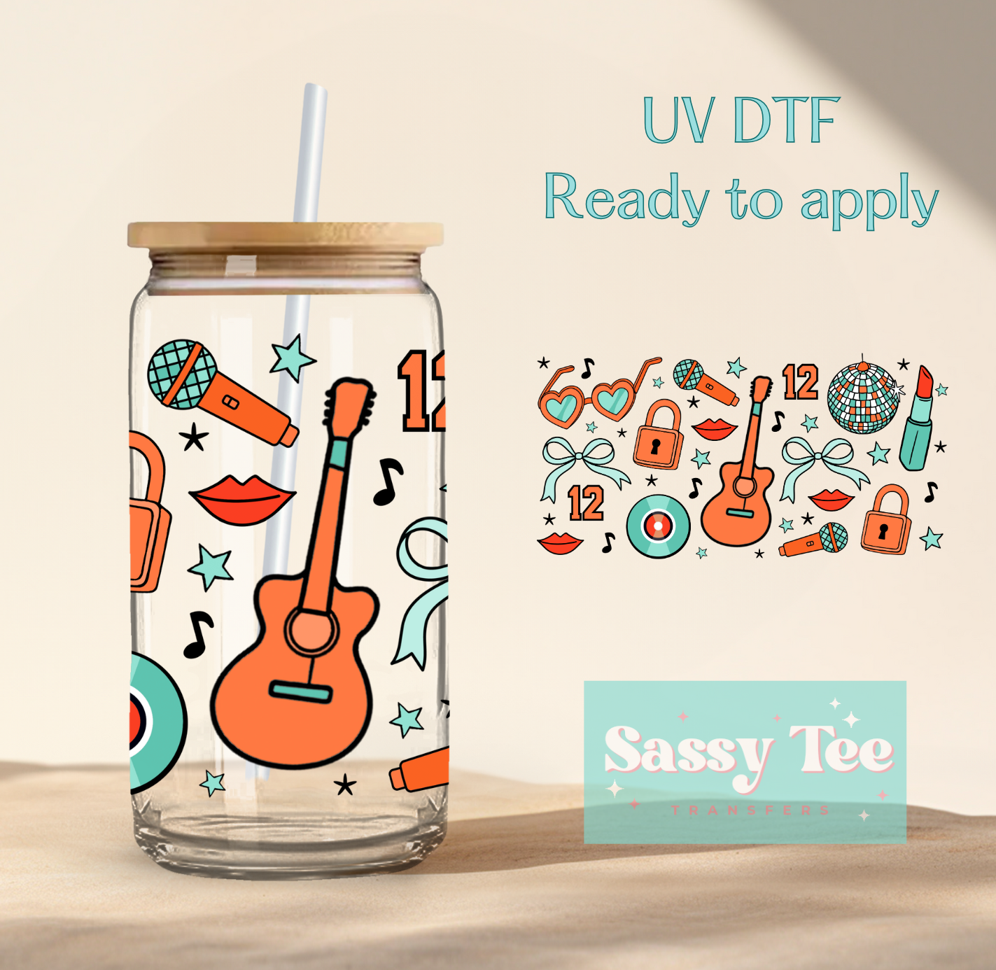 SWIFT SHOWGIRL GUITAR UV DTF CUP WRAP **Preorder/Restock Ships in 5-10 biz days**