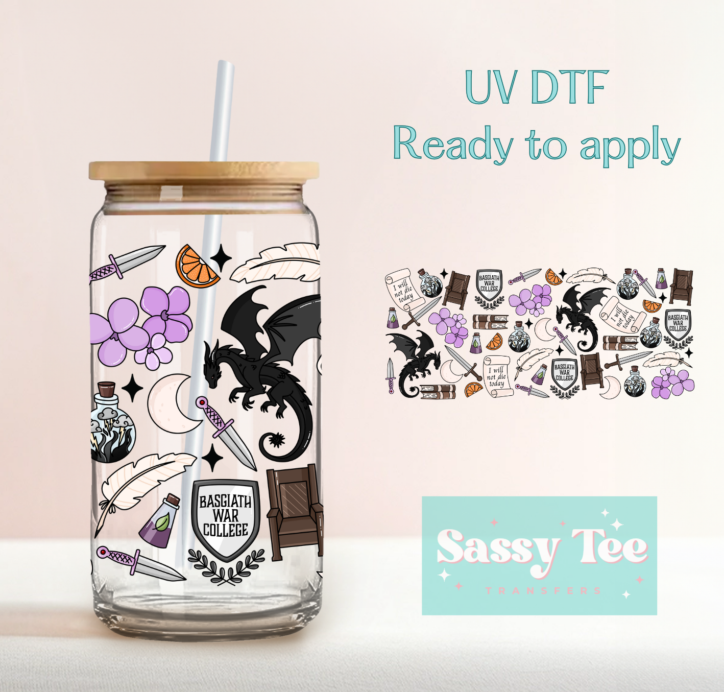 FOURTH WING BOOK UV DTF CUP WRAP