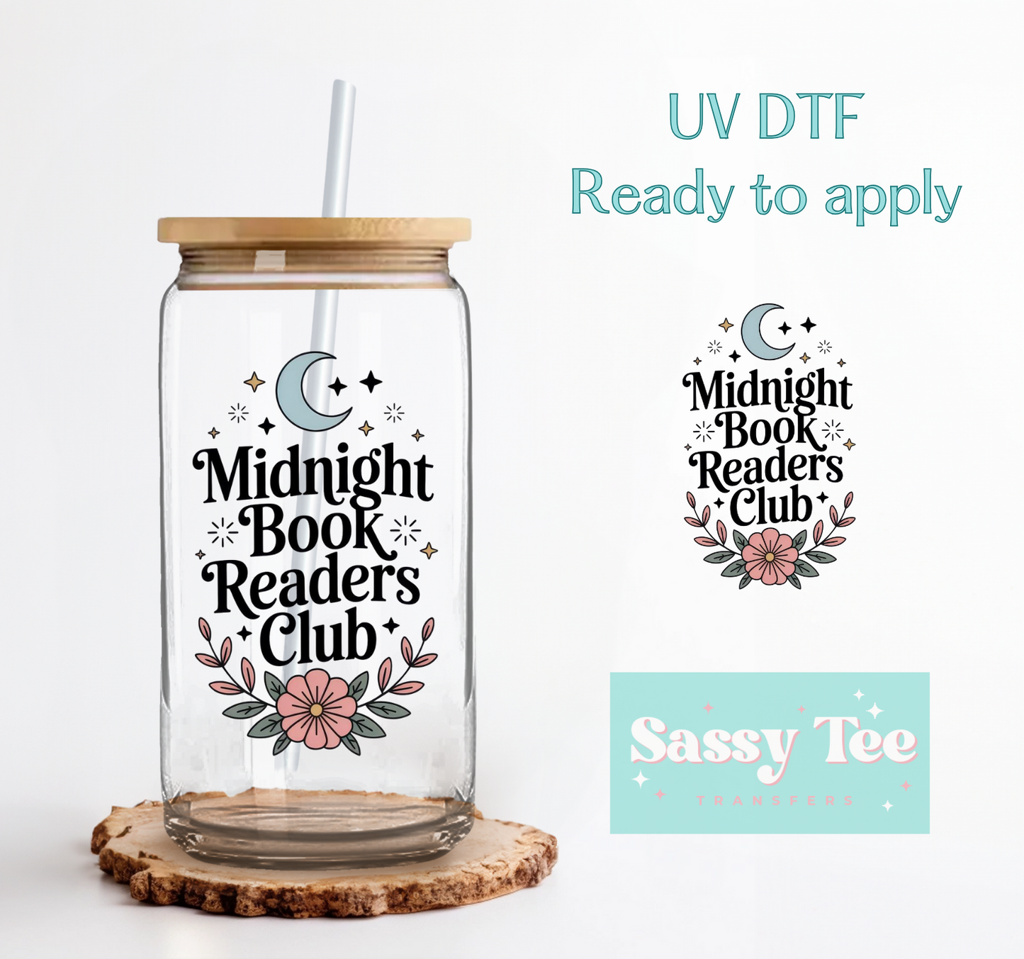MIDNIGHT BOOK READERS CLUB UV DTF CUP DECAL **Preorder/Restock Ships in 5-10 biz days**