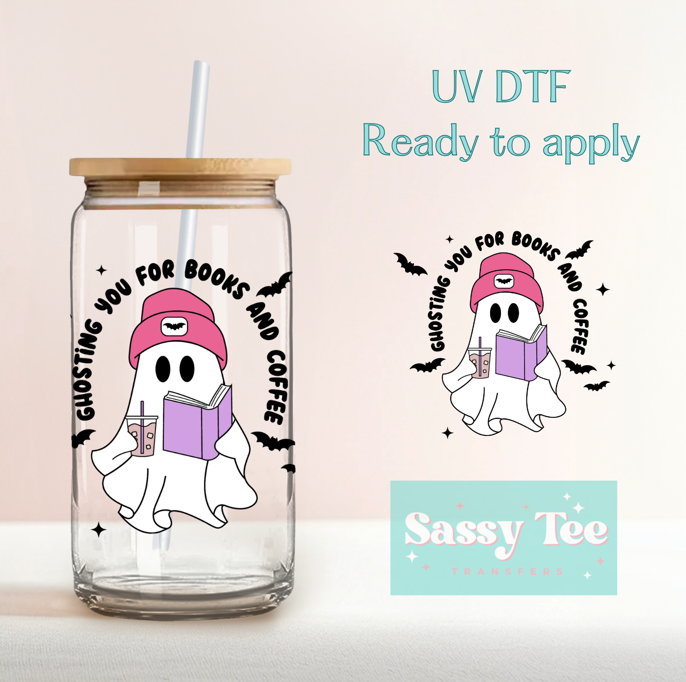 GHOSTING YOU BOOKS UV DTF CUP DECAL **Restock Preorder Ships in 5-10 biz days**