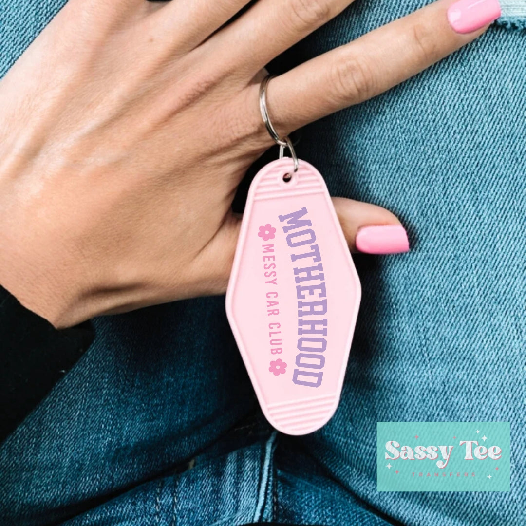 MOTHERHOOD MESSY CAR CLUB UV DTF KEYCHAIN DECAL *Preorder Ships in 5-8 biz days*