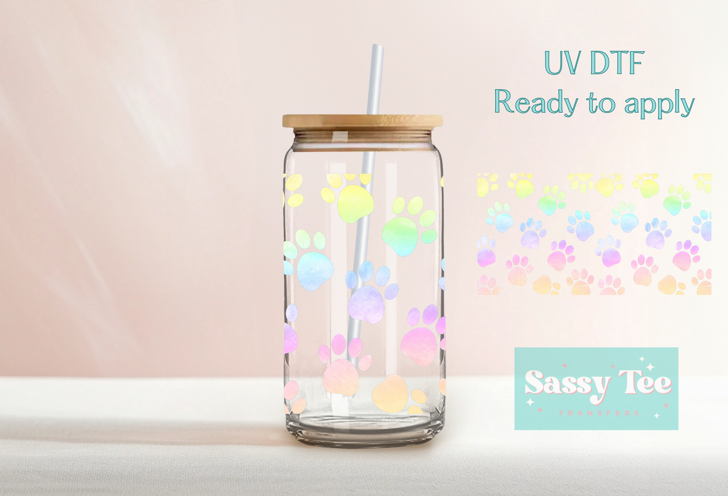 DOG PAW PASTELS UV DTF CUP WRAP *Restocked