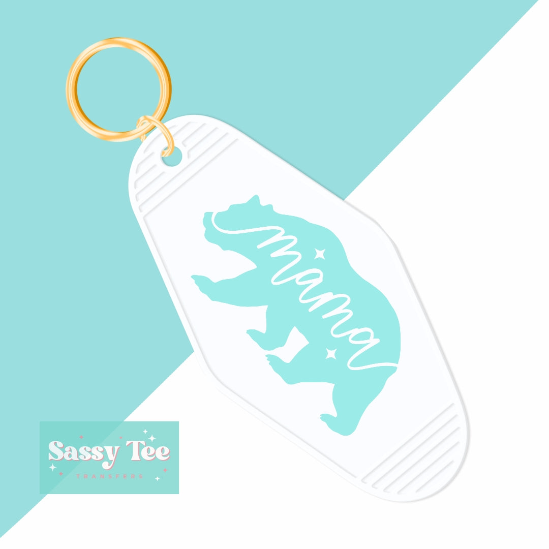 MAMA BEAR BLUE UV DTF KEYCHAIN DECAL *Ships in 5-8 biz days*