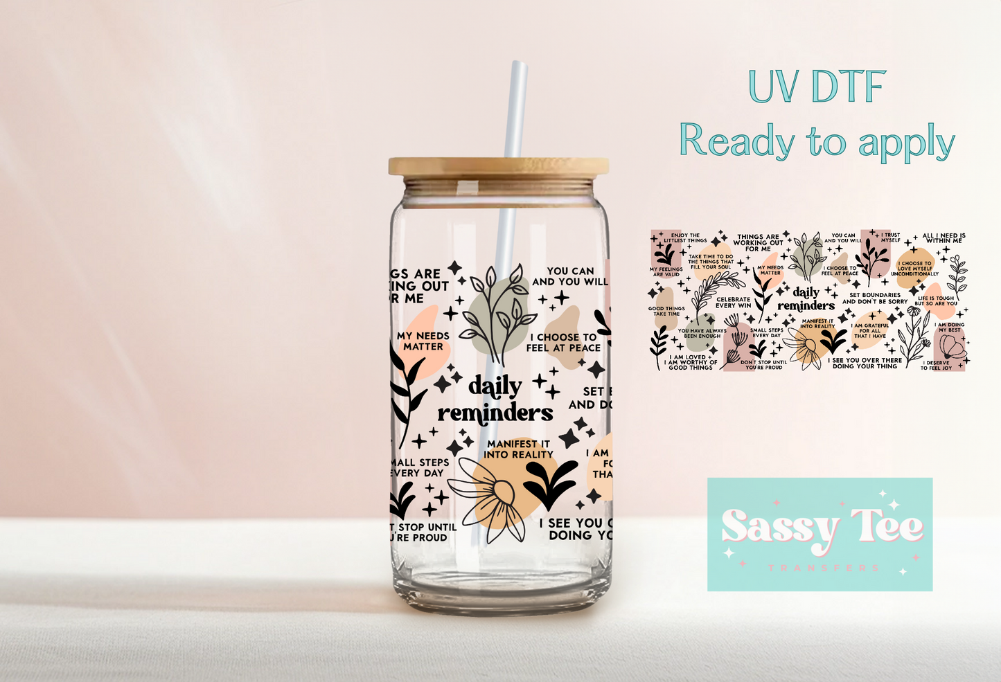 DAILY AFFIRMATIONS UV DTF CUP WRAP *Limited Restock Starts shipping 9/3*