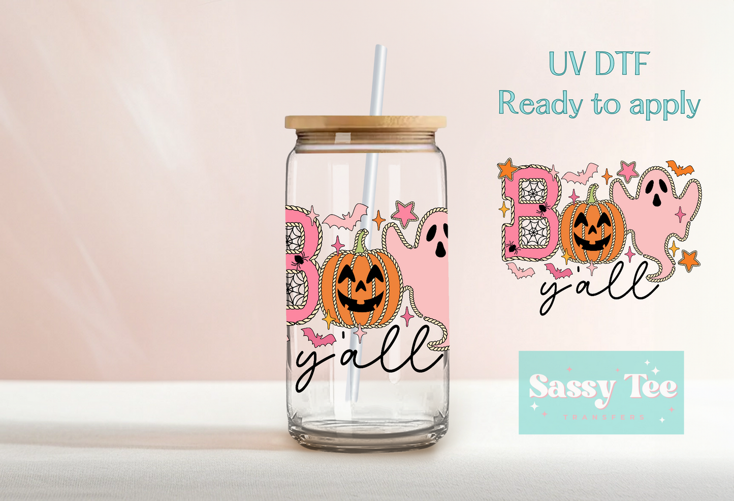 BOO Y'ALL UV DTF CUP DECAL WRAP *Restocked
