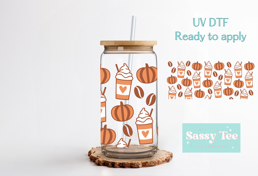 FALL PUMPKIN COFFEE UV DTF CUP WRAP