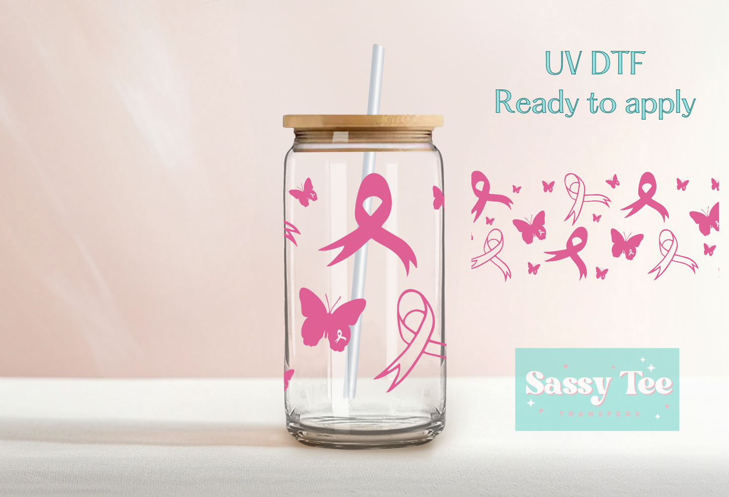 BREAST CANCER AWARENESS UV DTF CUP WRAP