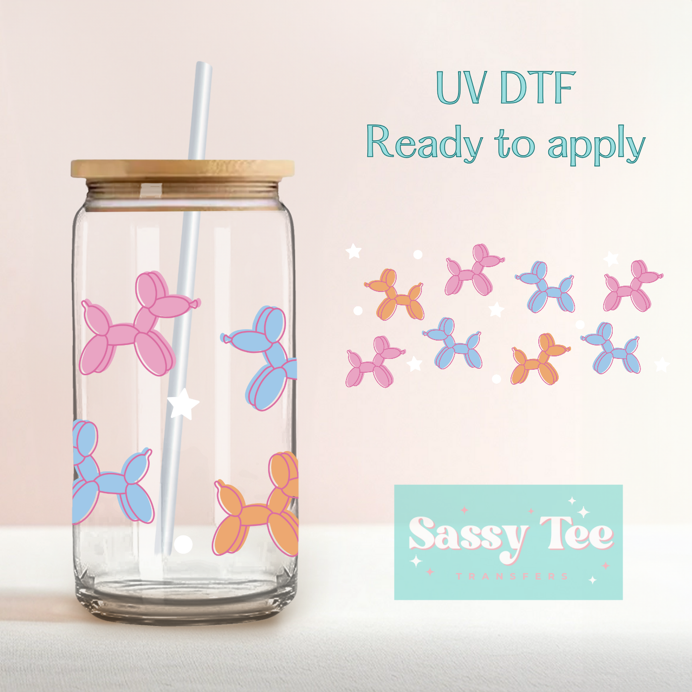 BALLOON DOGS UV DTF CUP WRAP *Restocked