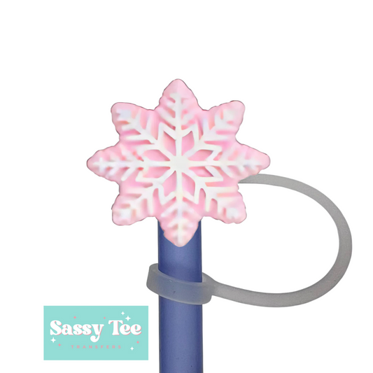PINK SNOWFLAKE STRAW TOPPER Two size options