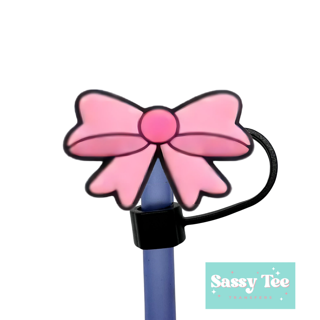 PINK BOW COQUETTE STRAW TOPPER Two size options