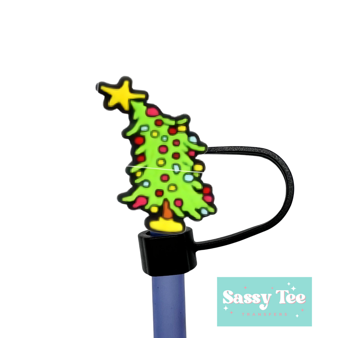 GRINCHY TREE STRAW TOPPER Two size options
