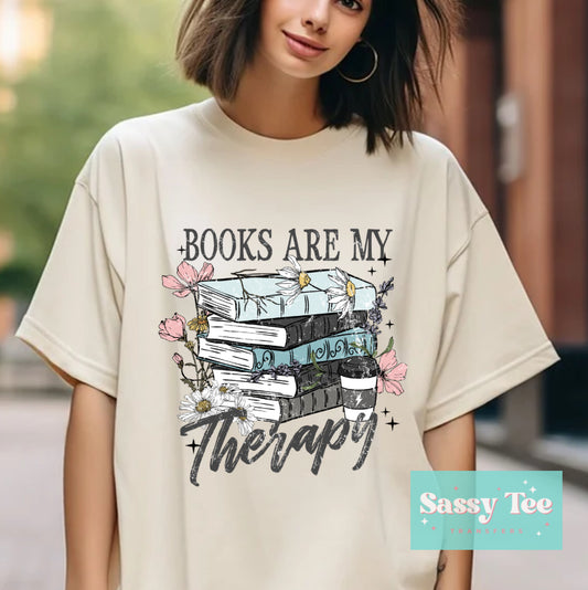 BOOKS ARE MY THERAPY FLORAL *Starts shipping 7/1