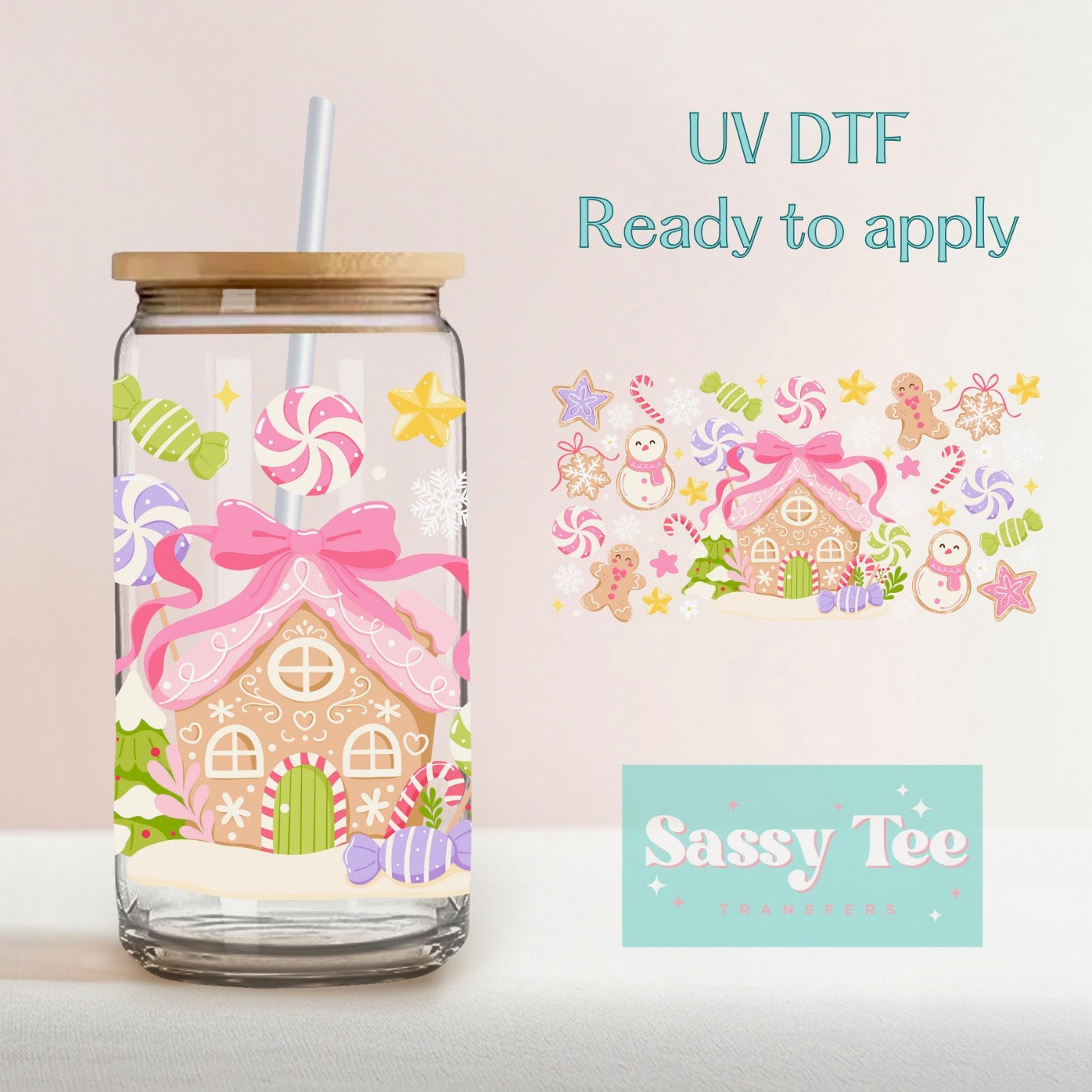 CHRISTMAS CANDY COTTAGE UV DTF CUP WRAP **Preorder/Restock Ships in 5-10 biz days**