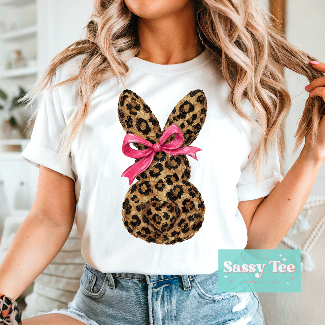 BUNNY LEOPARD PINK BOW **Preorder/Restock Ships in 5-10 biz days**