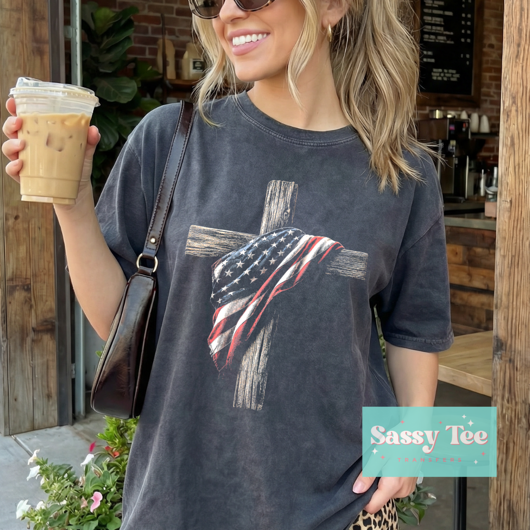 CROSS AMERICAN FLAG For Darker Colors