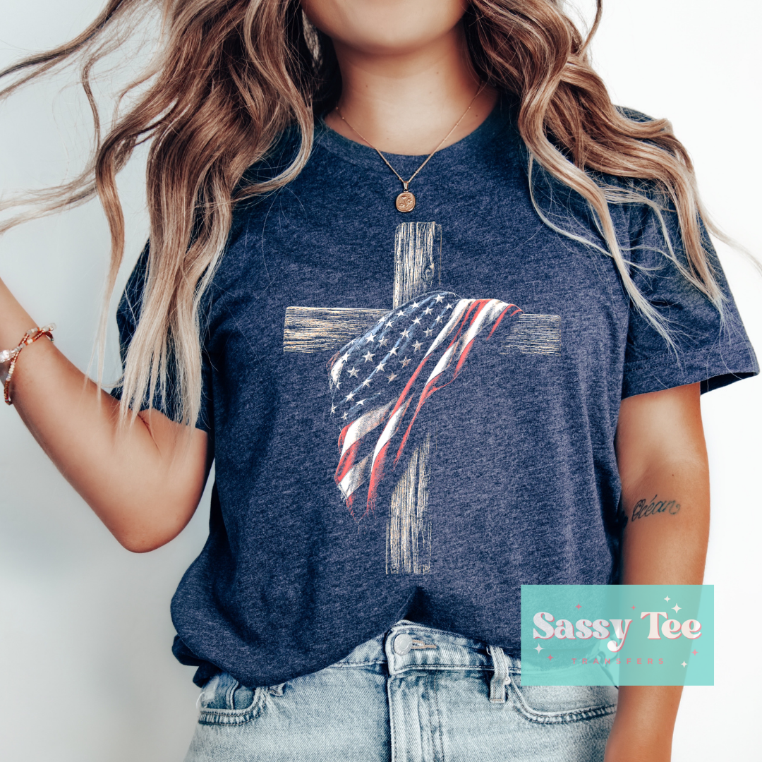 CROSS AMERICAN FLAG For Darker Colors