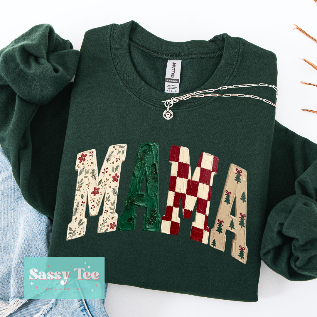 MAMA CHRISTMAS FAUX TEXTURED PAINT **Preorder/Restock Ships in 5-10 biz days**