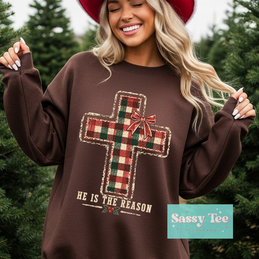 HE IS THE REASON CHRISTMAS PLAID CROSS **Preorder/Restock Ships in 5-10 biz days**