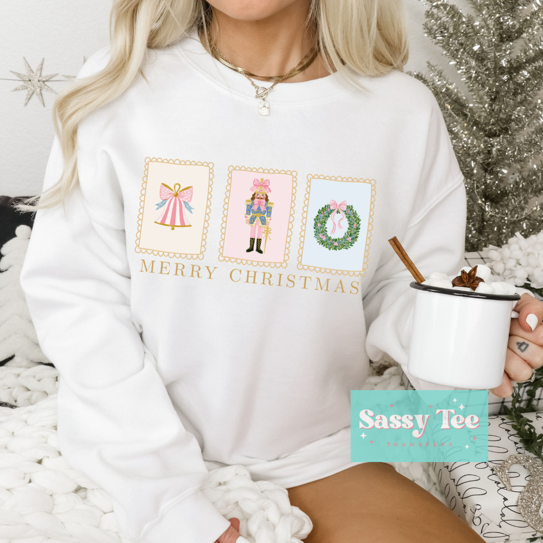 MERRY CHRISTMAS PINK CUTE GOLD FRAMES **Preorder/Restock Ships in 5-10 biz days**