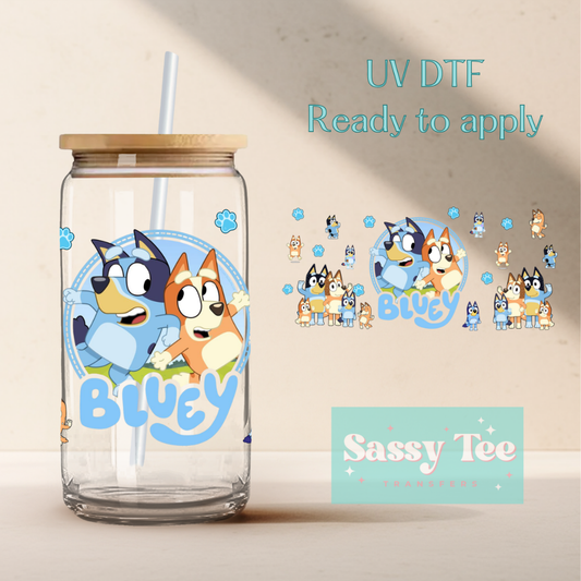 BLUE DOG FAMILY UV DTF Cup Wrap **Preorder/Restock Ships in 5-10 biz days**
