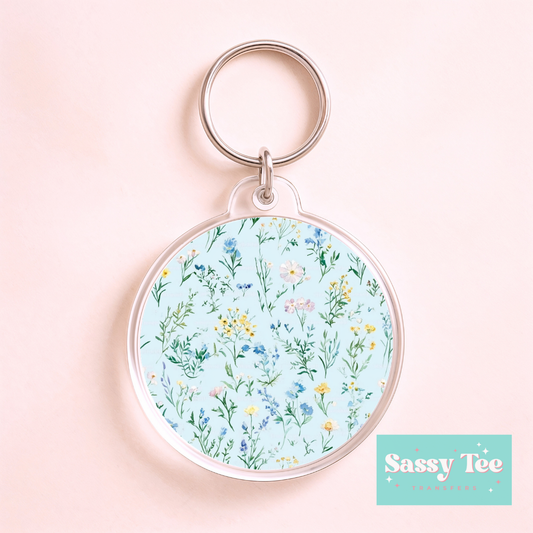 SPRING FLOWERS UV DTF Round Keychain Decal **Preorder/Restock Ships in 5-10 biz days**