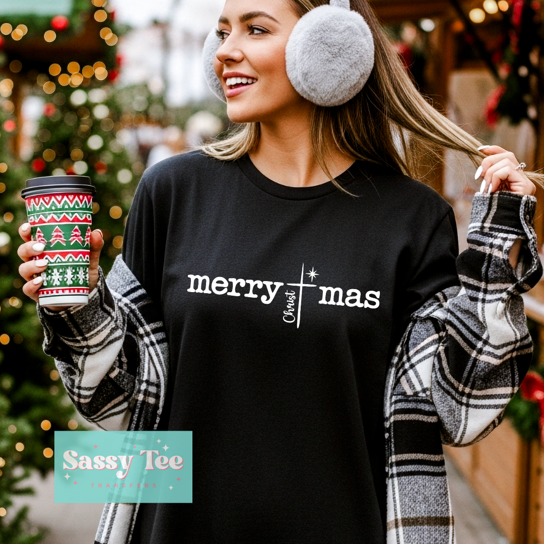 MERRY CHRISTMAS CROSS STAR WHITE **Preorder/Restock Ships in 5-10 biz days**