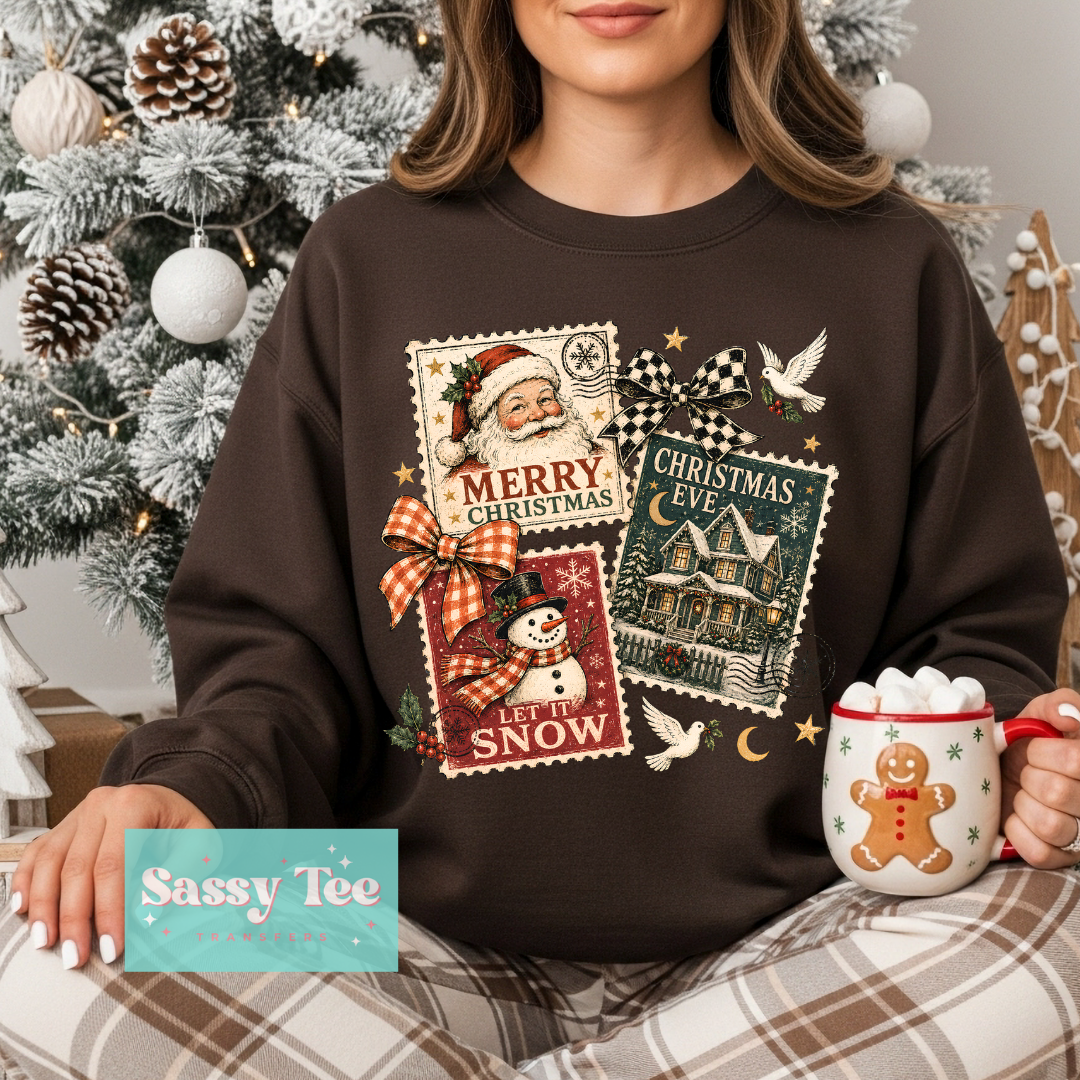 MERRY CHRISTMAS STAMPS RETRO BOWS **Preorder/Restock Ships in 5-10 biz days**