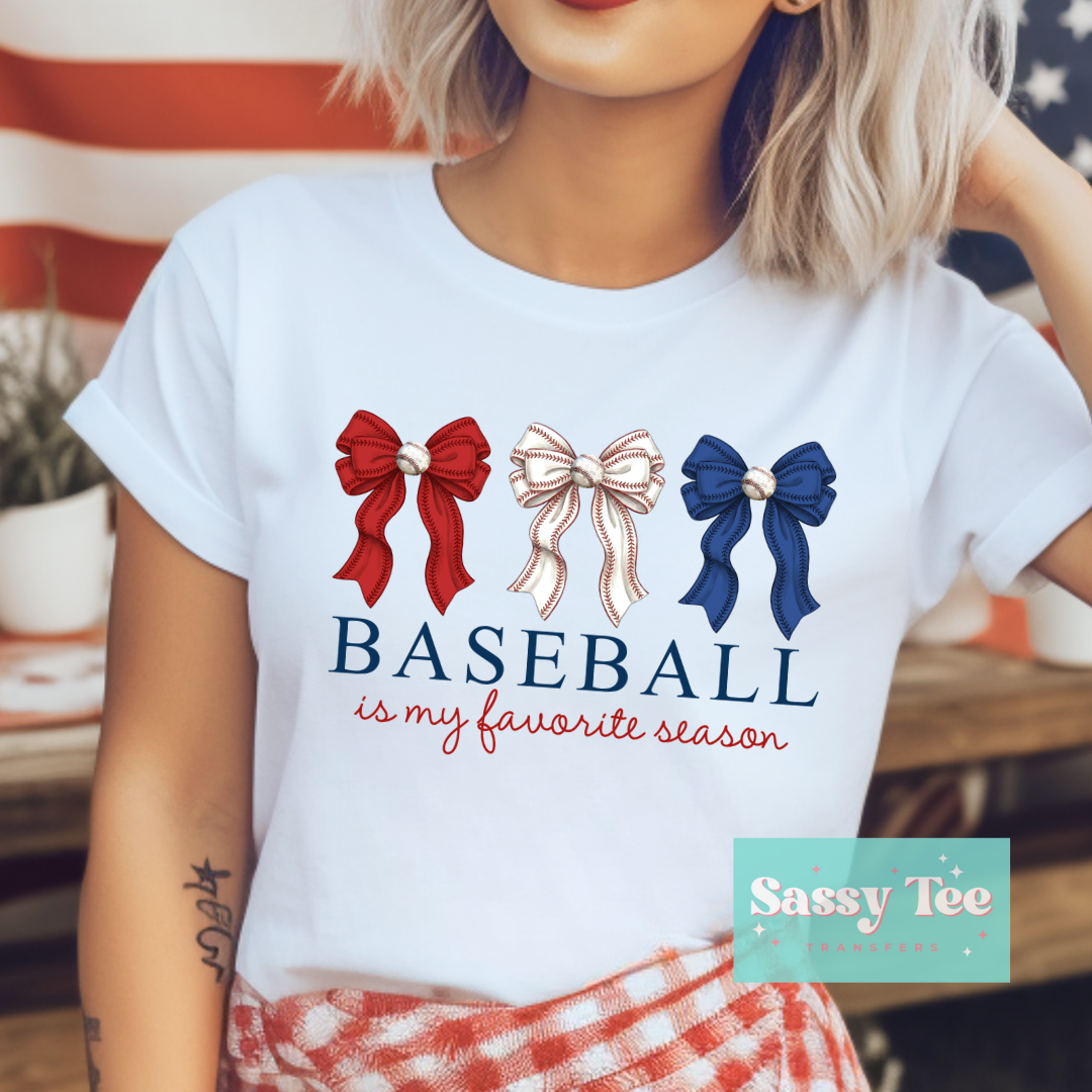 AMERICAN BASEBALL RED WHITE BLUE BOWS **Preorder/Restock Ships in 5-10 biz days**