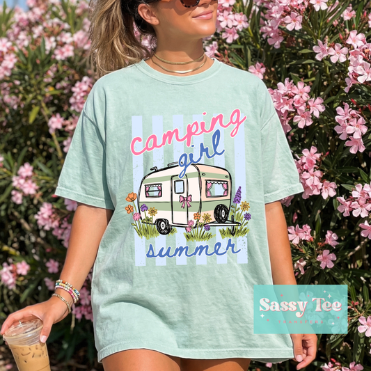 CAMPING GIRL SUMMER RV PREPPY STRIPES **Preorder/Restock Ships in 5-10 biz days**