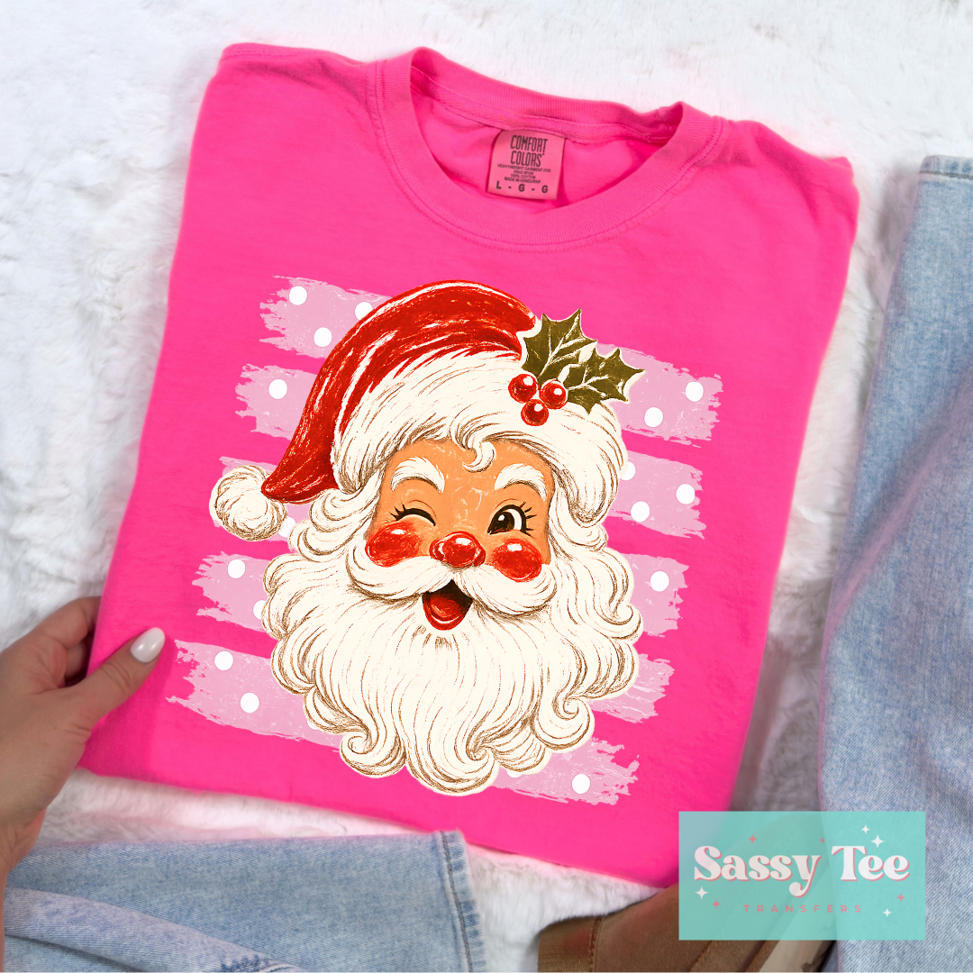 SANTA WINK PREPPY STRIPES PINK **Preorder/Restock Ships in 5-10 biz days**