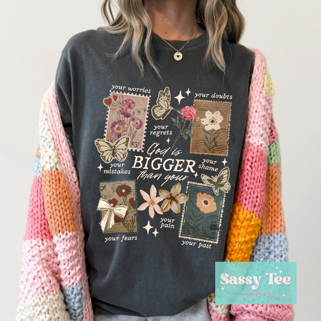 GOD IS BIGGER FLORAL BUTTERFLY STAMPS **Preorder/Restock Ships in 5-10 biz days**