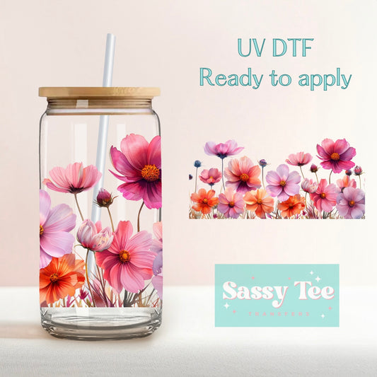SPRING FLOWERS BLOOM PINK CORAL UV DTF CUP WRAP **Preorder/Restock Ships in 5-10 biz days**