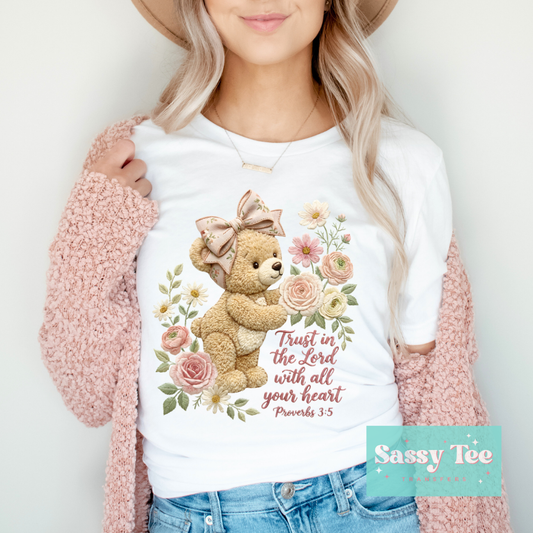 TRUST IN THE LORD TEDDY FLOWERS FAUX YARN **Preorder/Restock Ships in 5-10 biz days**