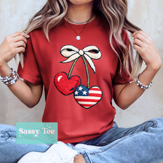 HEART CHERRY USA FLAG FAUX YARN **Preorder/Restock Ships in 5-10 biz days**