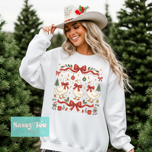 CHRISTMAS GOOSE RED BOWS VINTAGE **Preorder/Restock Ships in 5-10 biz days**
