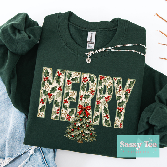 MERRY HOLLY CHRISTMAS TREE FAUX TEXTURE PAINT **Preorder/Restock Ships in 5-10 biz days**