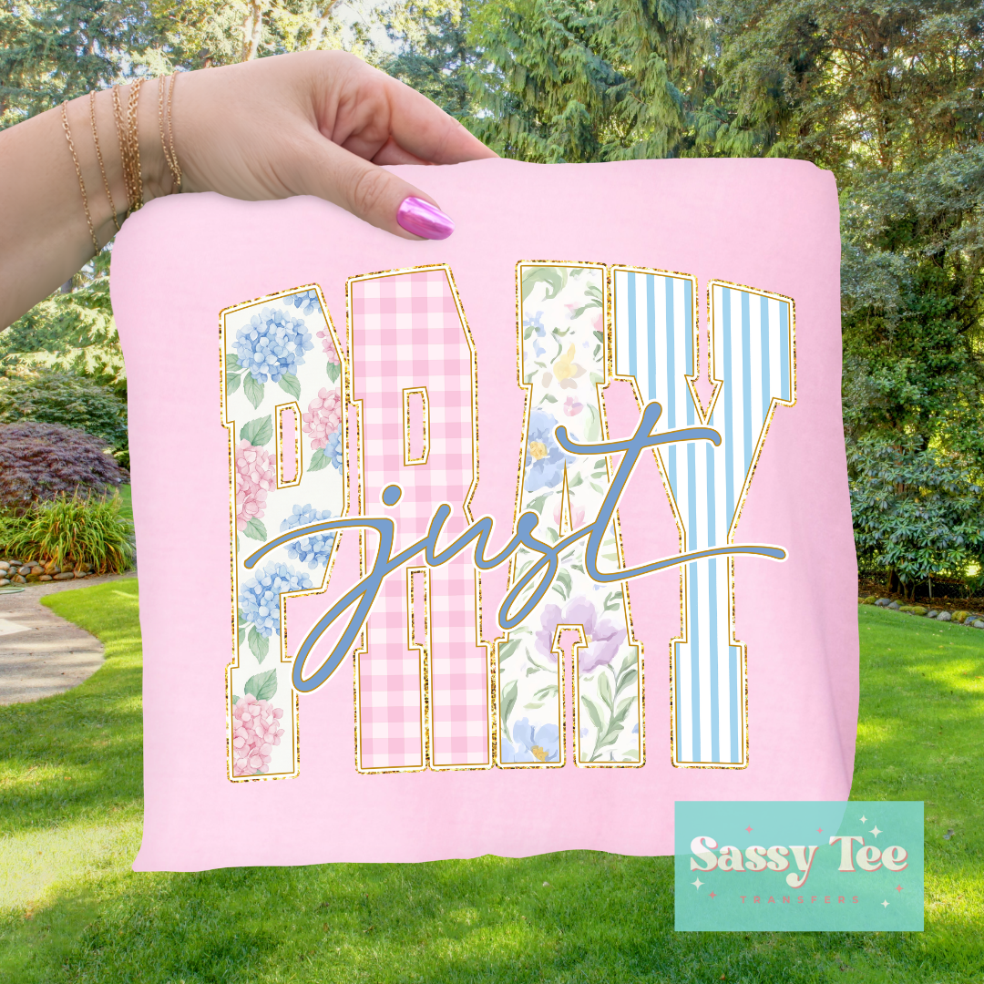 JUST PRAY PREPPY HYDRANGEA FLORAL **Preorder/Restock Ships in 5-10 biz days**