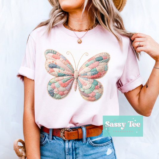 BUTTERFLY PASTEL MINT FAUX PATCHWORK **Preorder/Restock Ships in 5-10 biz days**