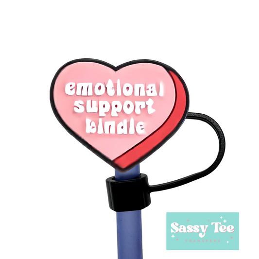 EMOTIONAL SUPPORT KINDLE STRAW TOPPER