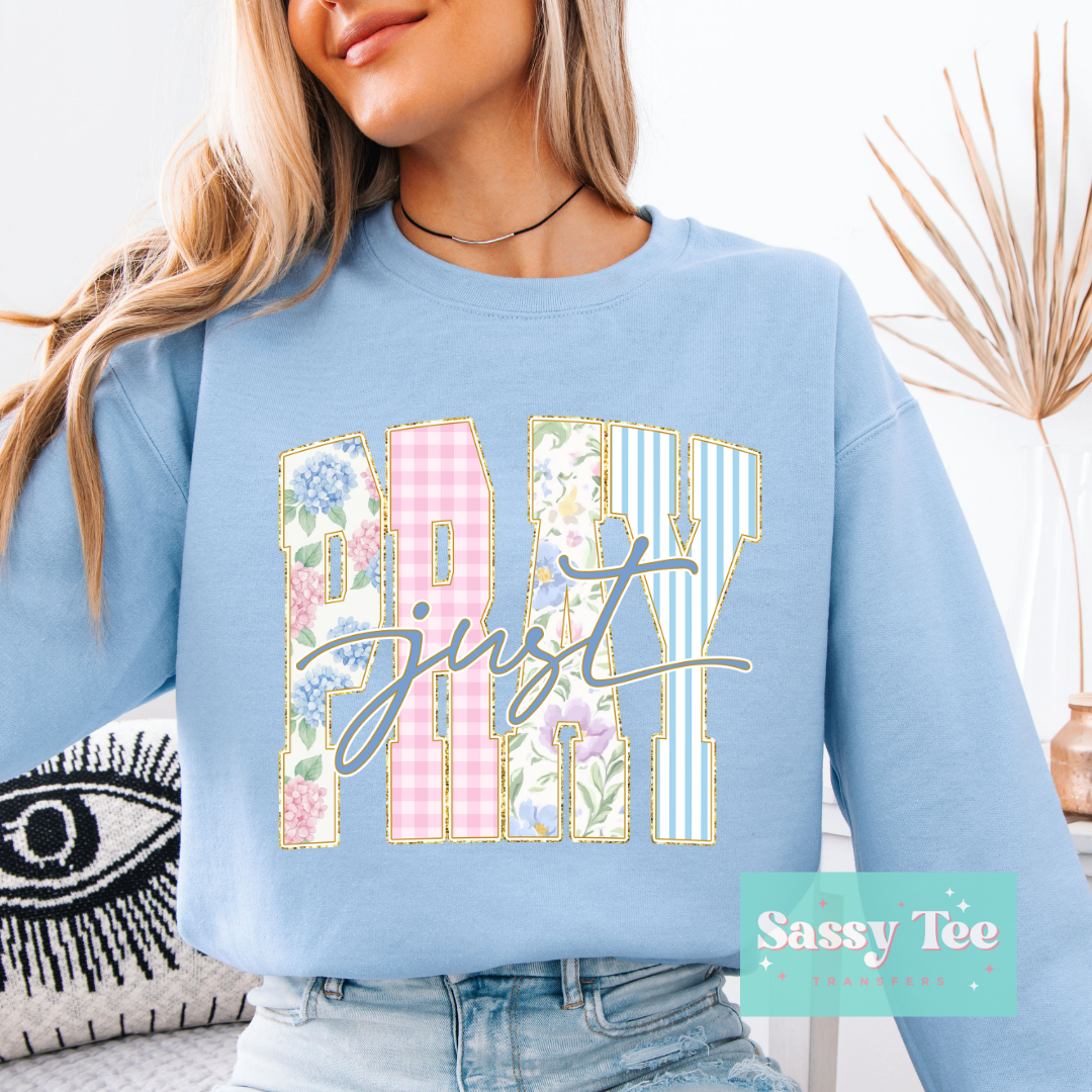 JUST PRAY PREPPY HYDRANGEA FLORAL **Preorder/Restock Ships in 5-10 biz days**